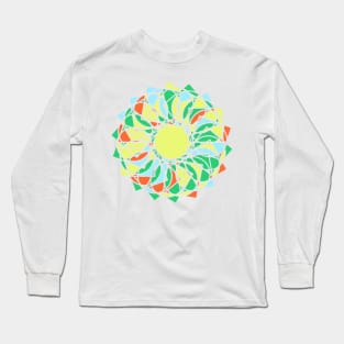 Repeated elements in digital geometric mandala in random bright neon colors Long Sleeve T-Shirt